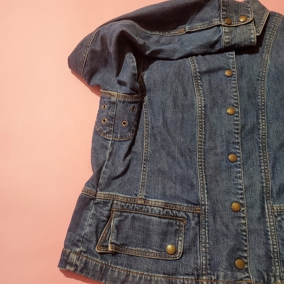 Vintage 1990s 90s Jean Jacket Snaps Jones New York - Picture 3 of 10